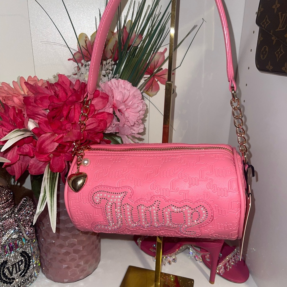 Juicy Couture Pink Shoulder Bag with Metallic Chain Straps
